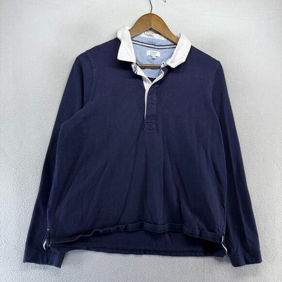 crown & ivy Tops - Crown Ivy Rugby Shirt Women's Large Blue Navy Solid Blank Preppy Ivy League